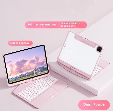 Clavier pivotant 360 case claire pour IPad Smart Trackpad Clavier compatible Bluetooth