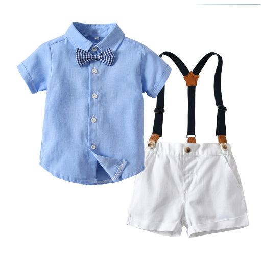 Chemise à la mode et pantalons Suspender pour garçons de style coréen