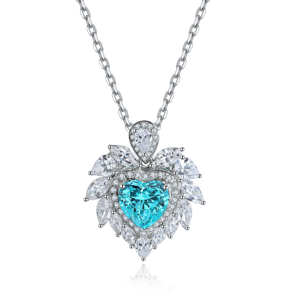 S925 Argent 4.3g Collier en pierre gemme créé en laboratoire cardiaque