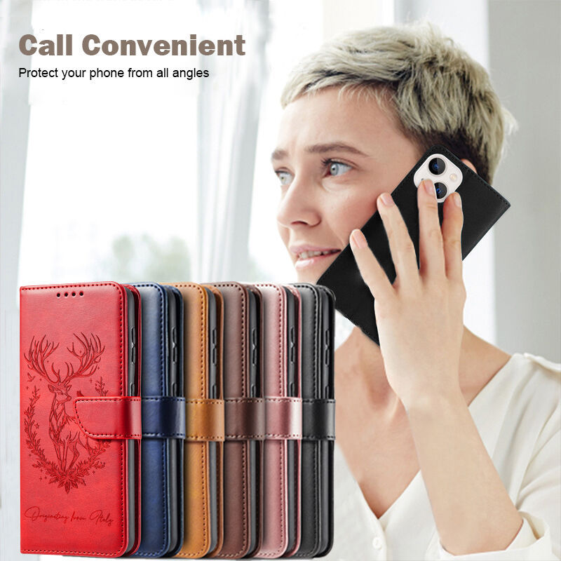 Protecteur de téléphone en cuir imprimé de cerf