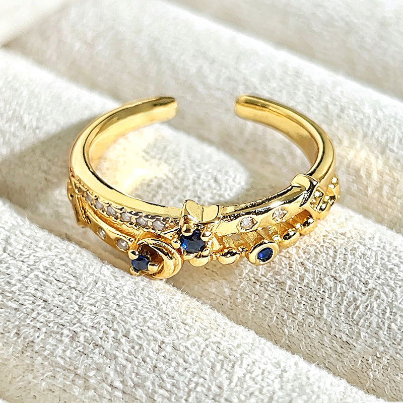 Femme Vintage Style de cour or Tone bague ouverte