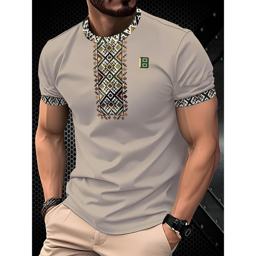 T-shirt homme à manches courtes Business Casual Series Impression numérique 3D