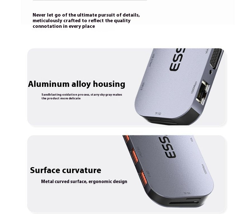 11-en-1 Expansion Dock Typ-c HUB Multi-fonctions Gigabit Port Câble Seperater