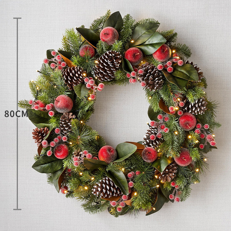 Luxury PE Rattan Wreath de Noël - Décoration de porte de vacances artificielle pour fête de fête à la maison