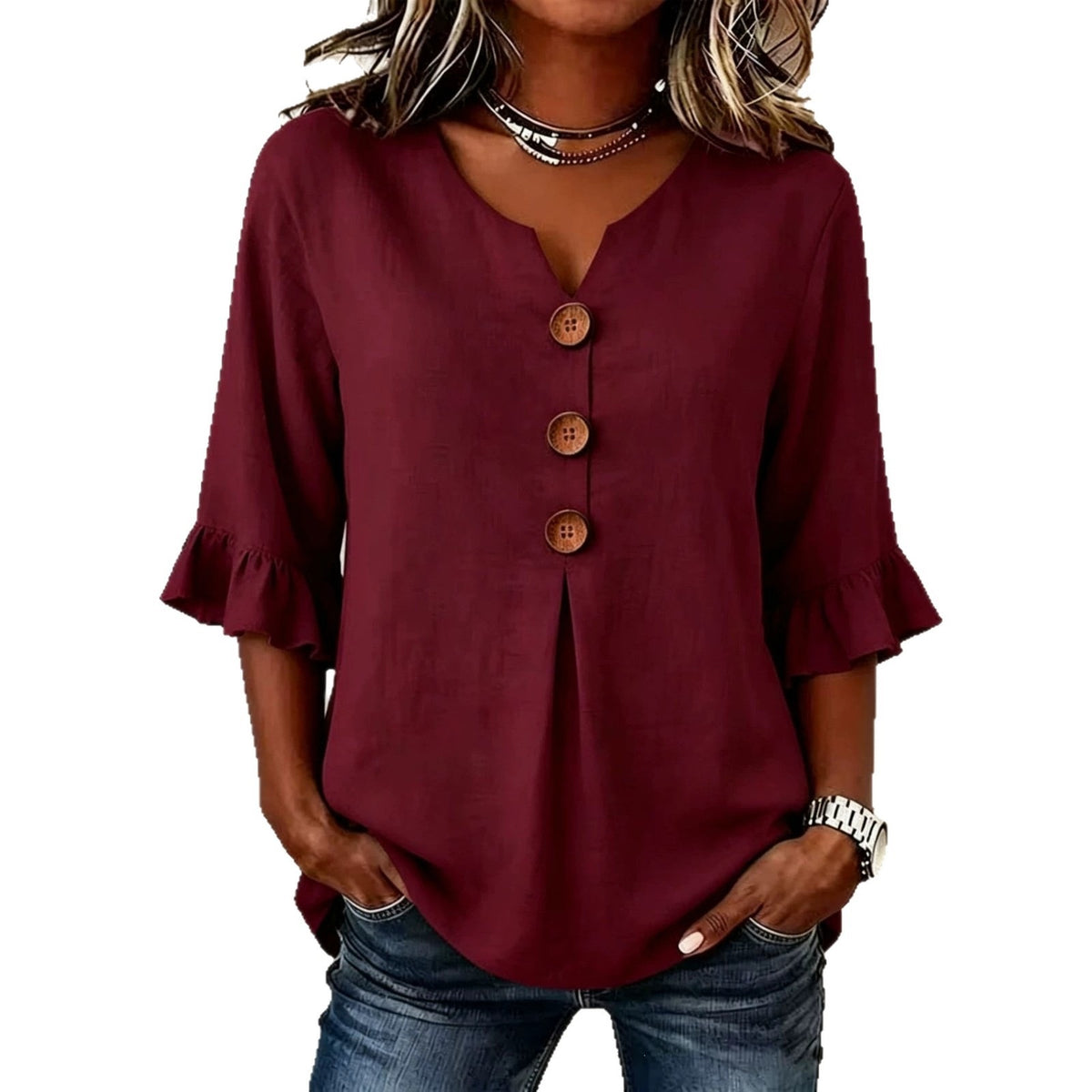Vêtements européens et américains pour femmes Été Amazon Couleur solide Boutonné Femmes Casual F