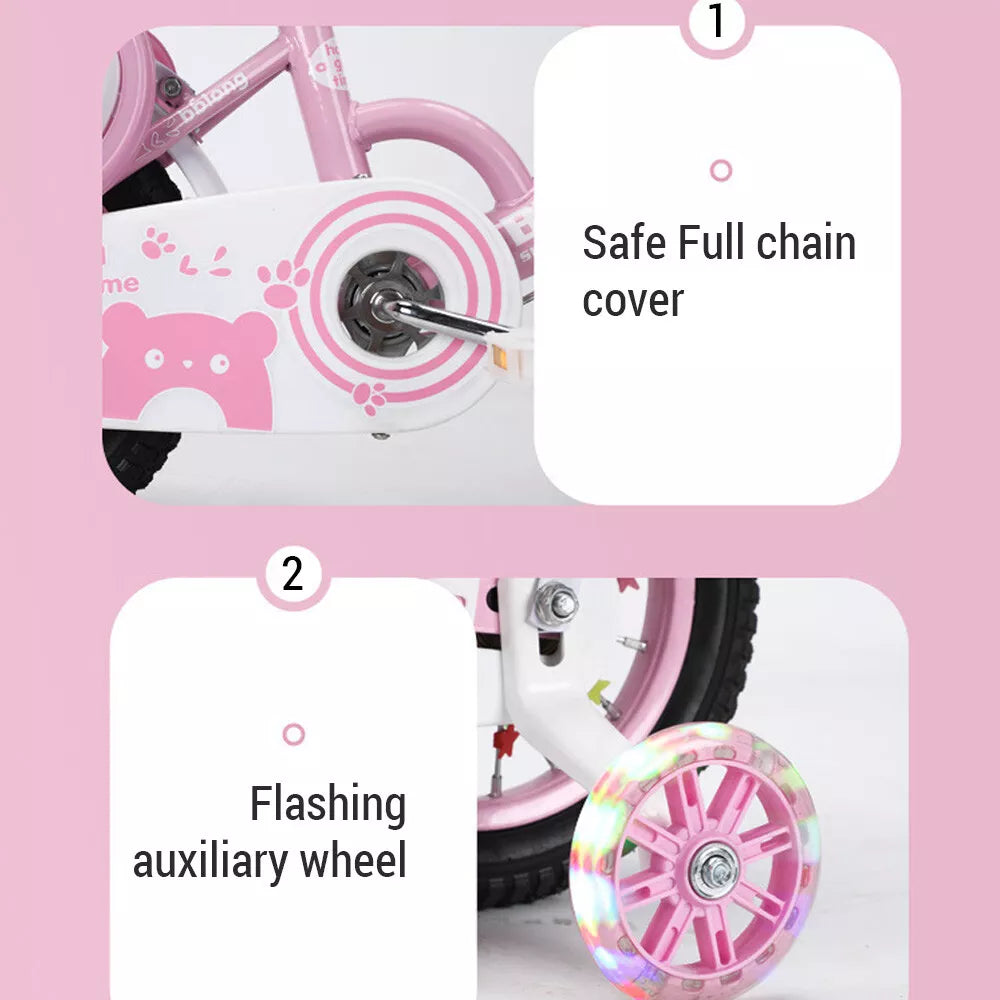 12-16Inch Enfants Vélo pour 2-10 ans Enfants Filles Vélo Stabiliser