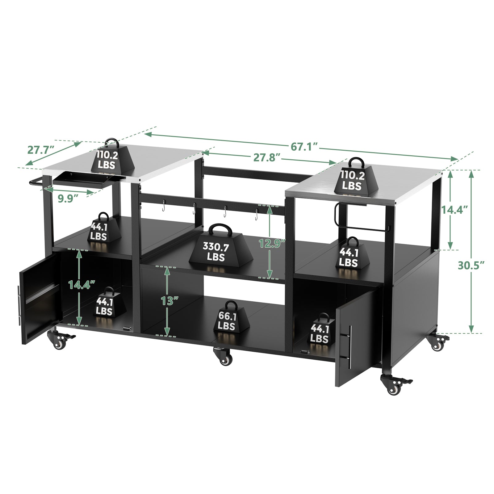Table de grill extérieur pour Big Green Egg Style BBQ
