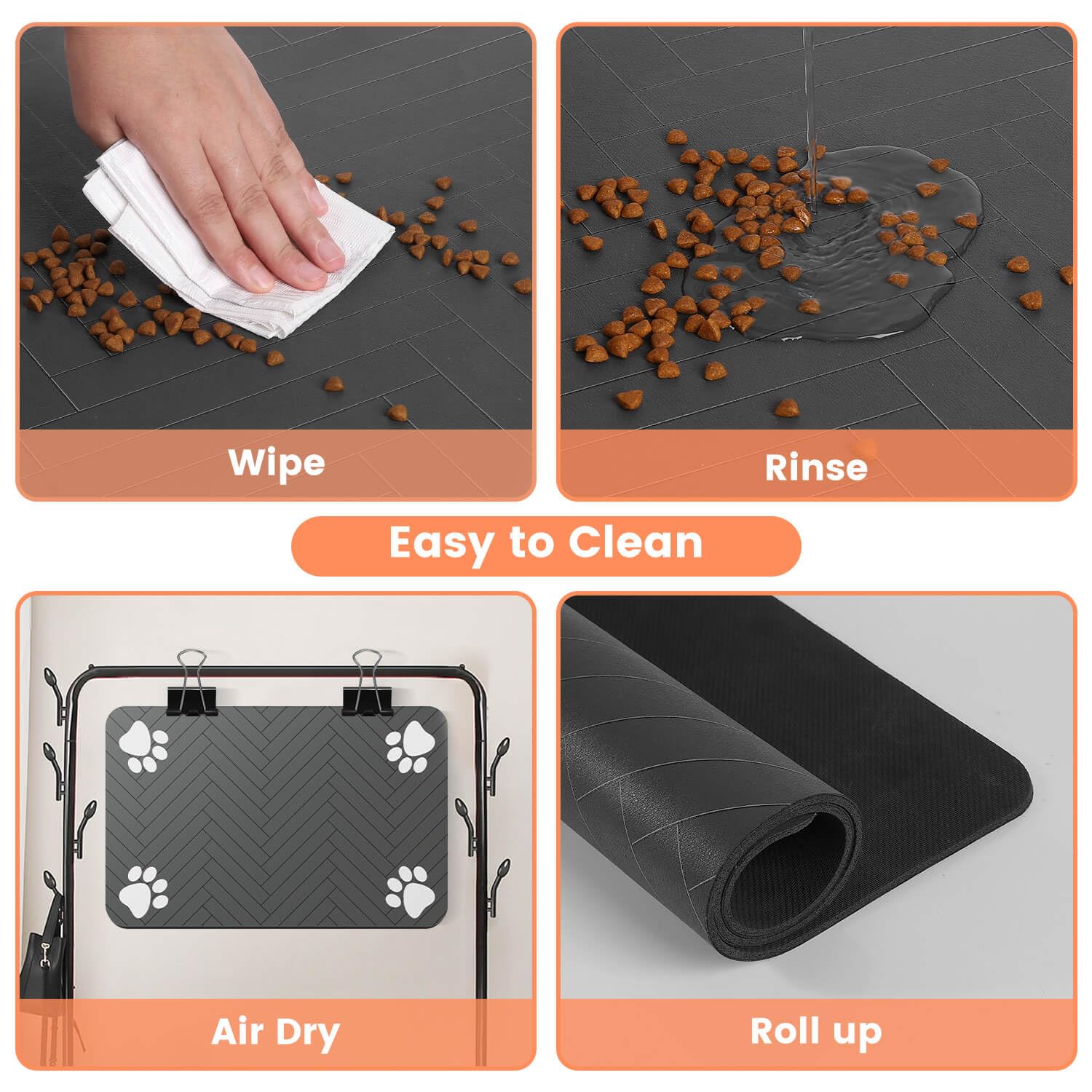 Nourriture pour animaux de compagnie Mat-Absorbent Pet Placemat pour la nourriture et le bol d'eau