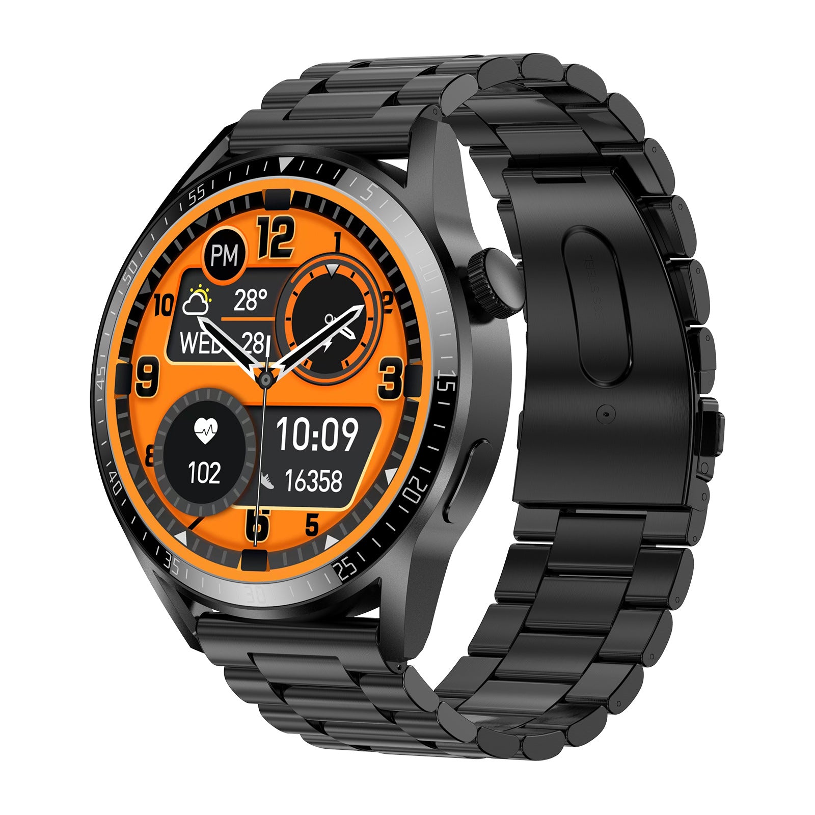 Smart Watch Round Bluetooth Call Outdoor Sports Multi-fonctions Heart Rate Health