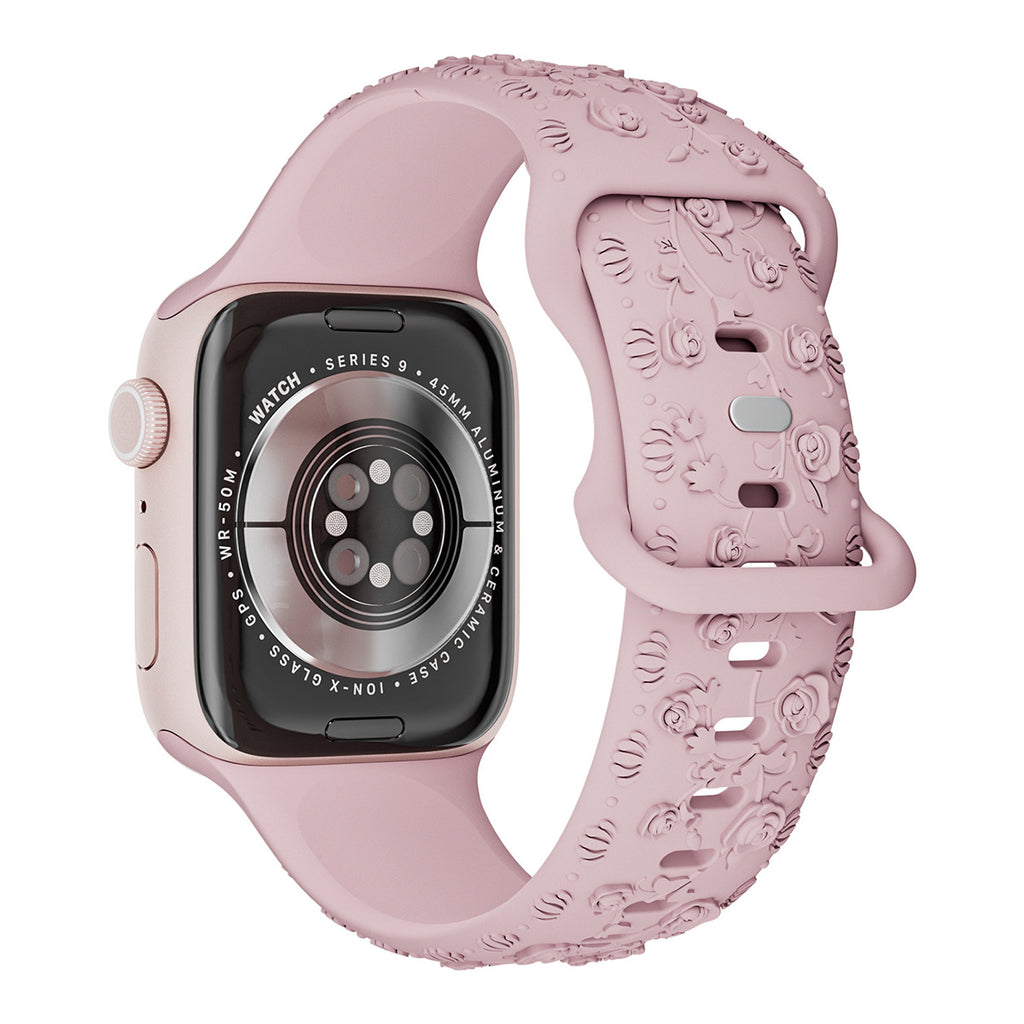 Bracelet de montre en silicone rose embossé
