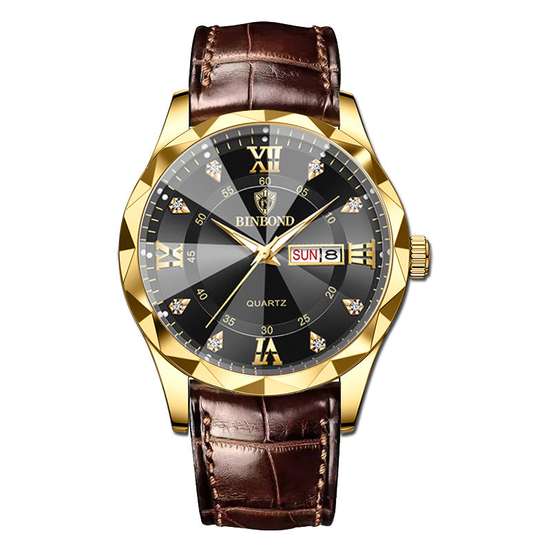 Véritable montre Quartz d'étudiant homme en cuir imperméable à l'eau
