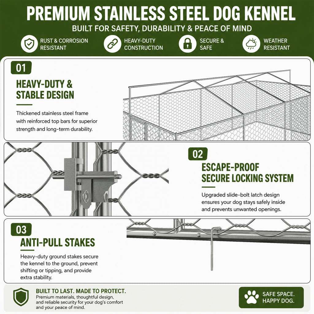 10x20 FT Grand Kennel de chien extérieur avec canopée