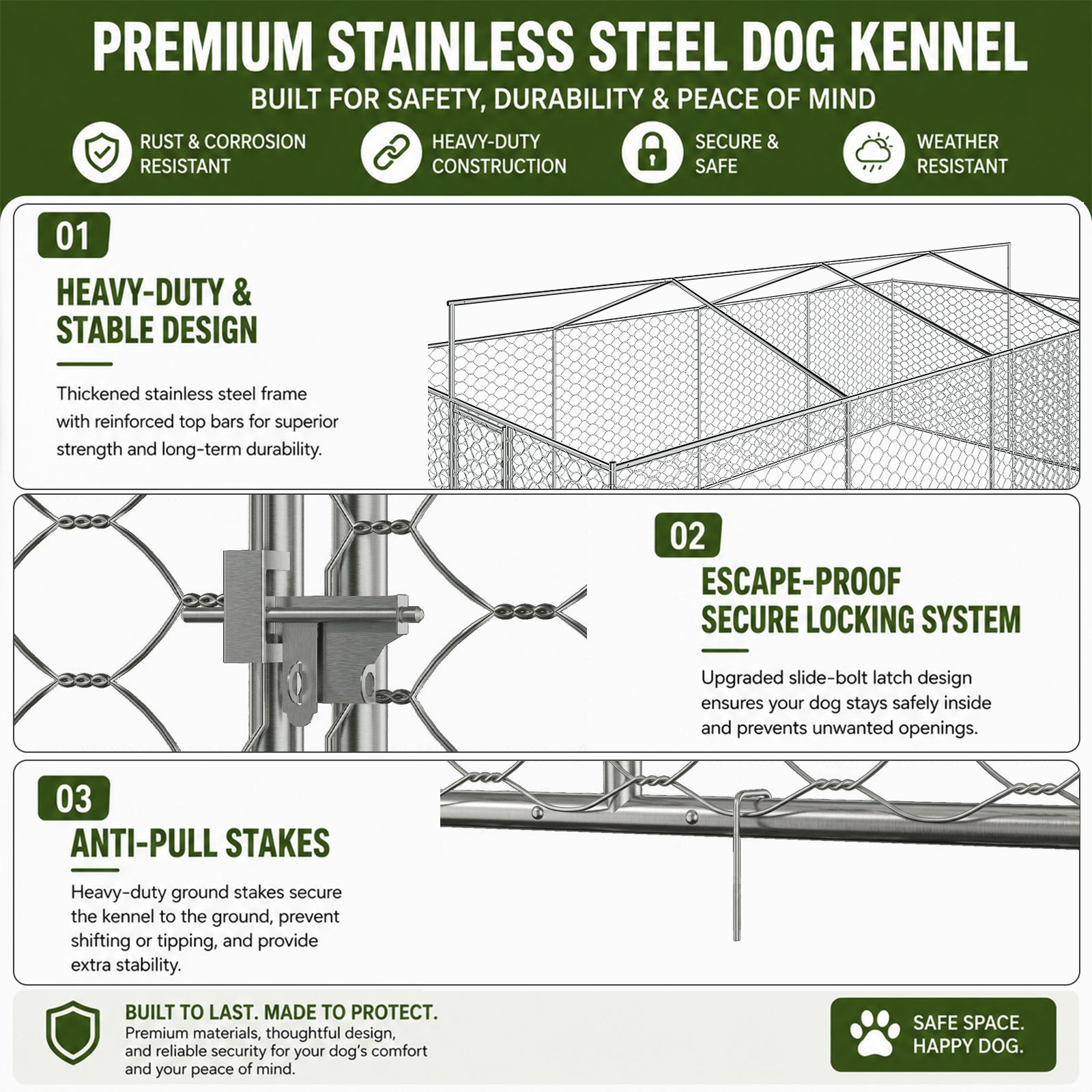 10x20 FT Grand Kennel de chien extérieur avec canopée