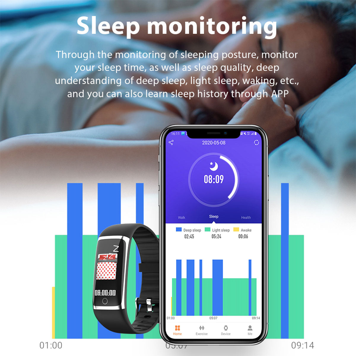 Pedometer Exercice Sommeil Surveillance Bracelet intelligent multifonction