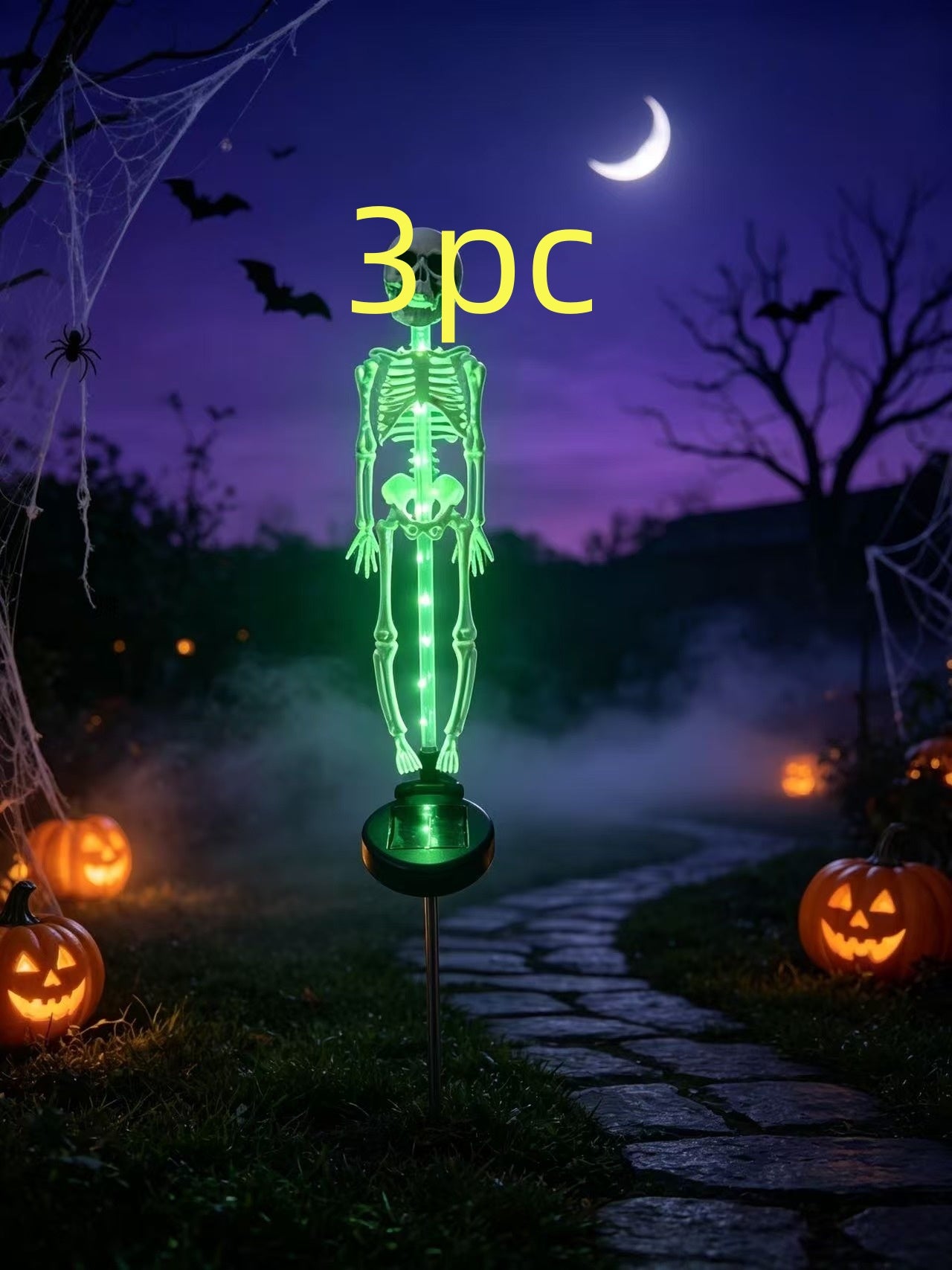Lampe au sol solaire pour le crâne d'Halloween