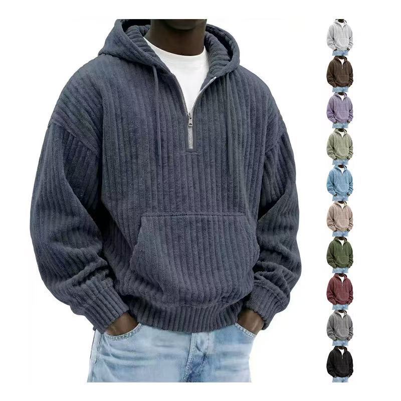 Coq à capuche pour hommes Corduroy en couleur solide