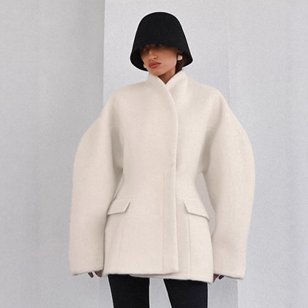Hiver Designer style Relaxed-fit Stand-collar Veste mi-longueur