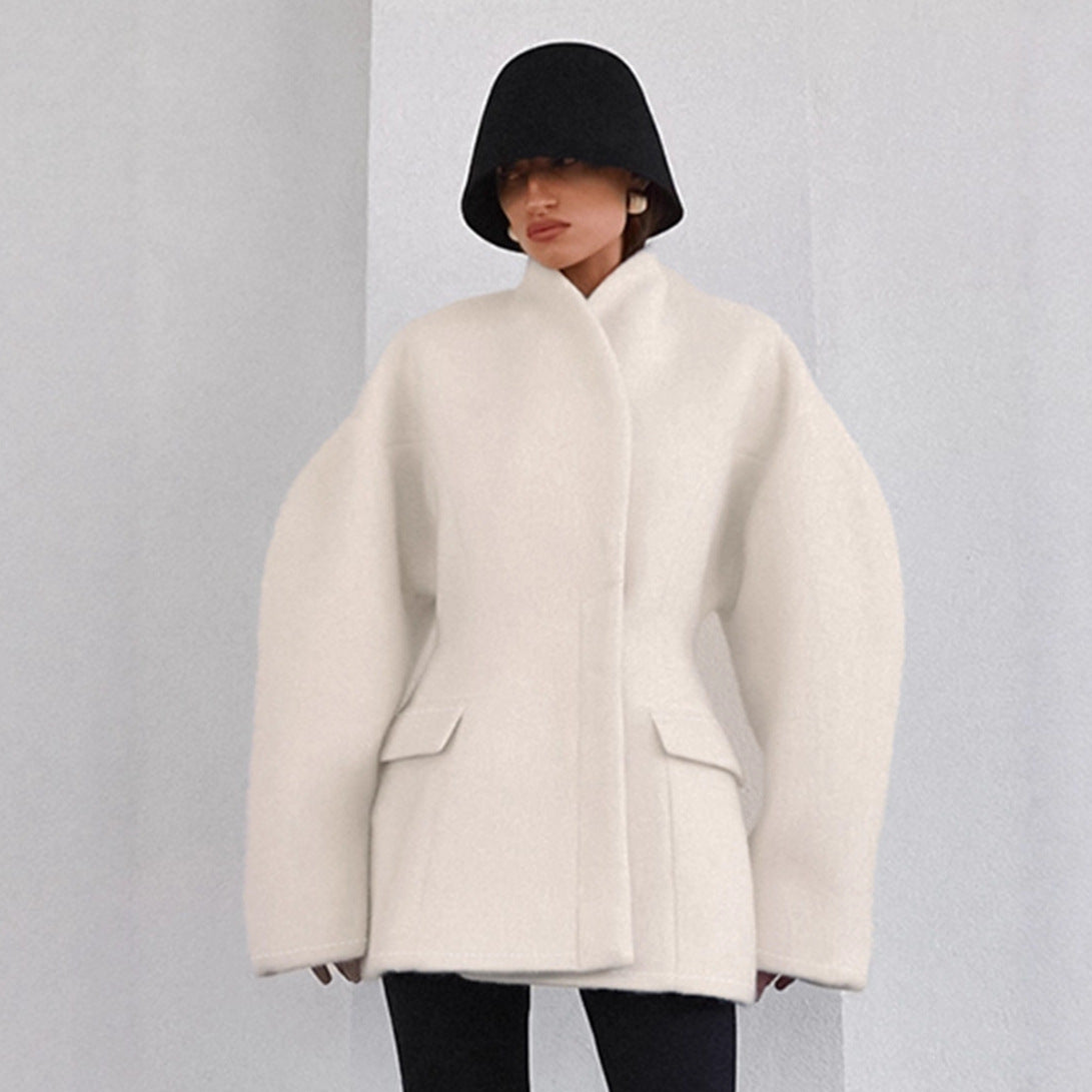 Hiver Designer style Relaxed-fit Stand-collar Veste mi-longueur