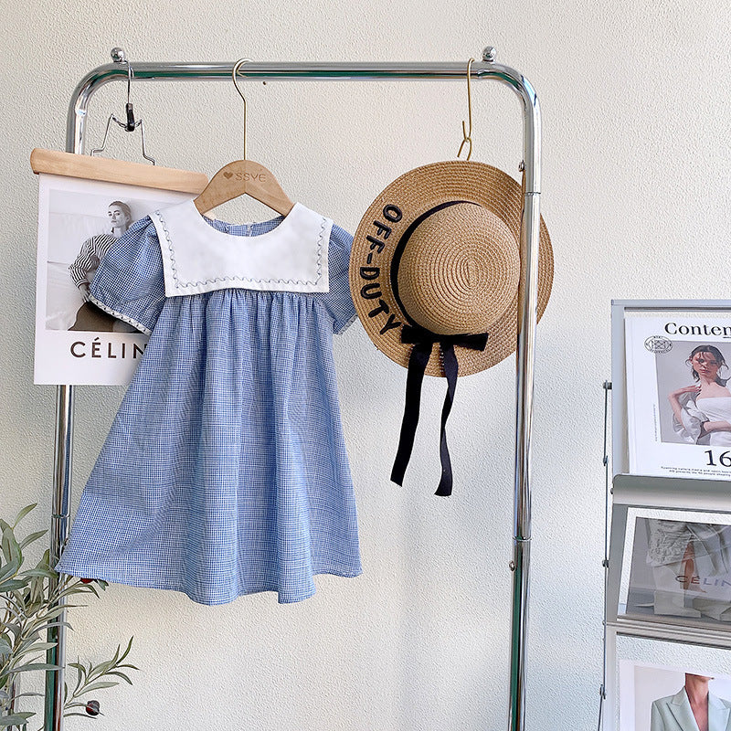 Children's Princess Dresses College Style Sailor Collar Summer Wear for Kids