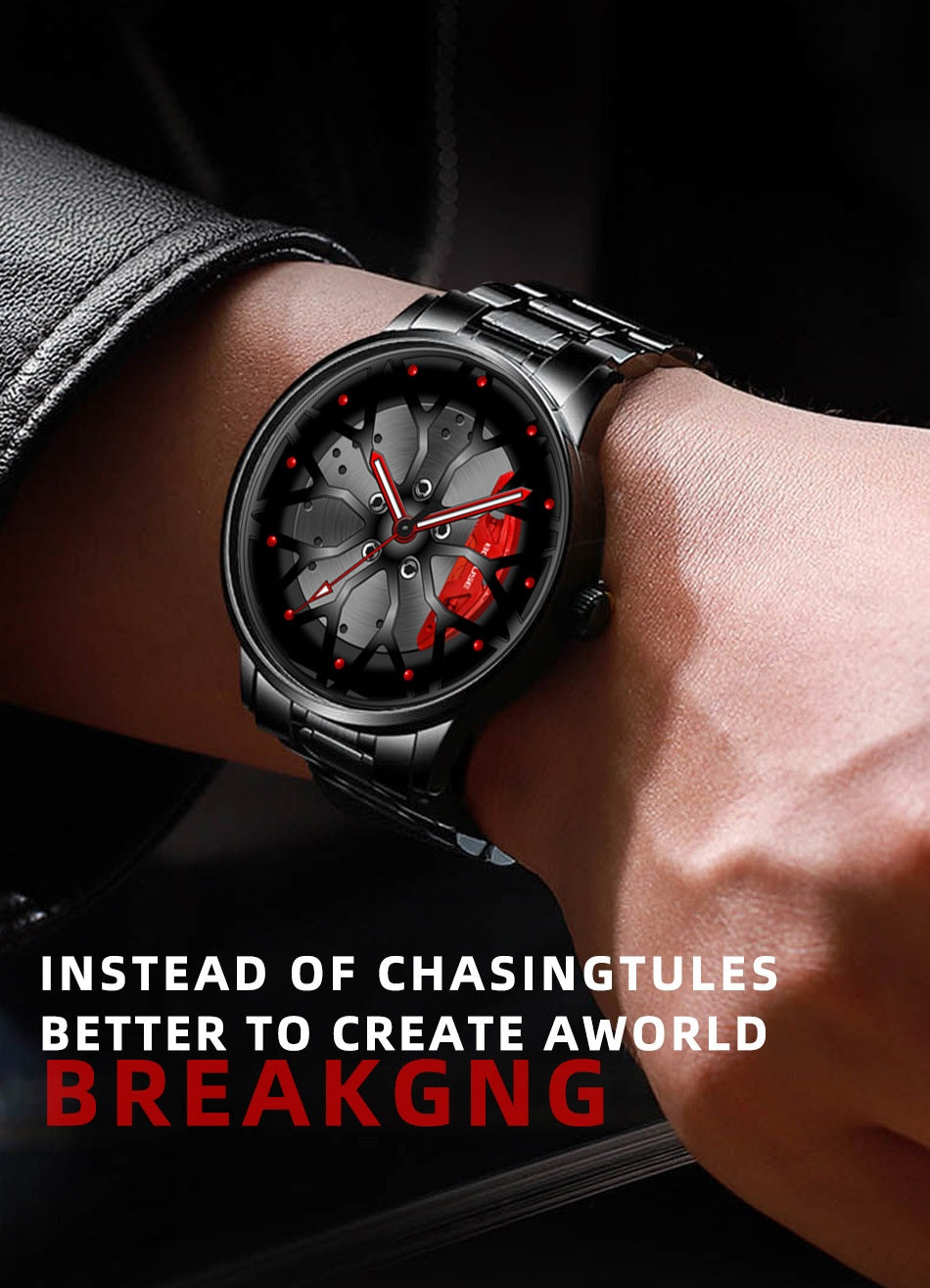Homme Mode Tendance étrier de roue haute qualité étanche Quartz montre