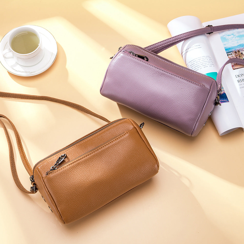 Sac d'épaule multifonctionnel en cuir polyvalent de grande capacité