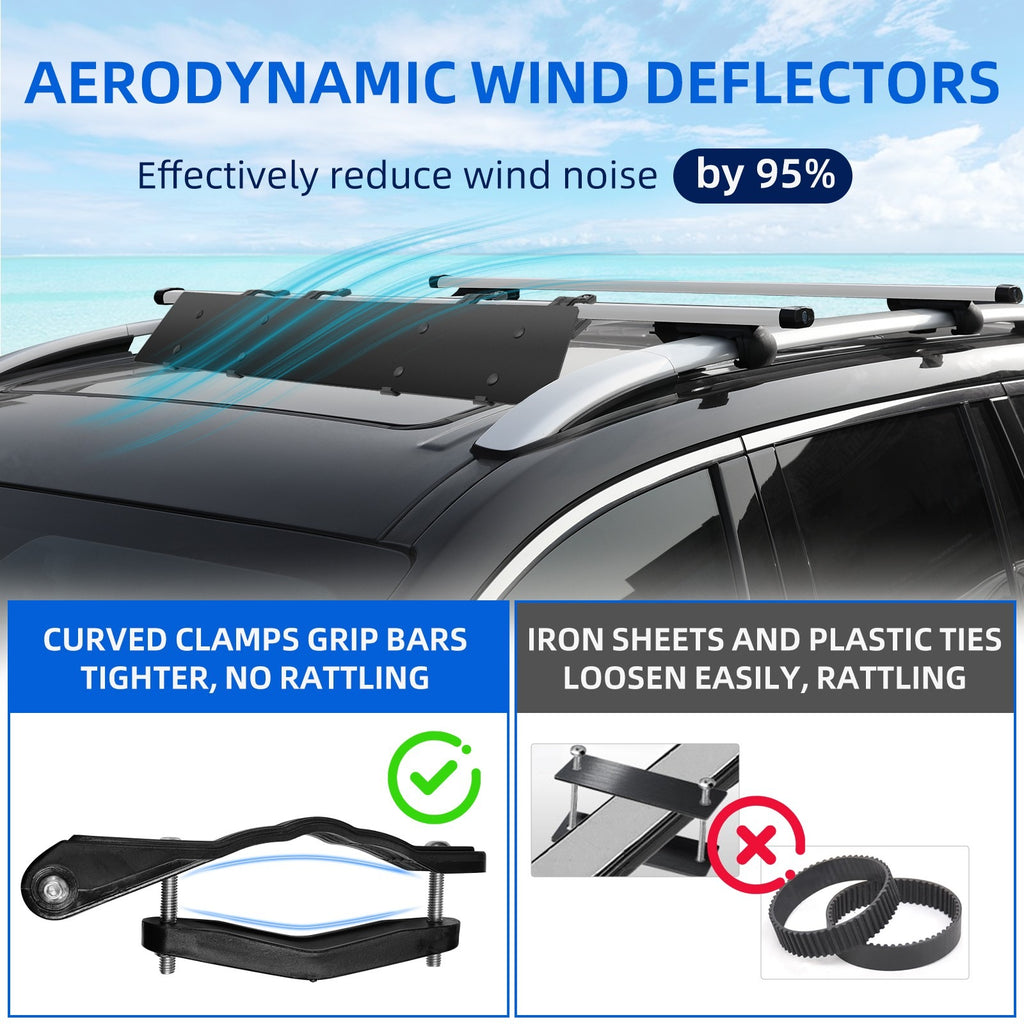 Universally Mount Fit Rooftop 106cm CrossBar Wind Fairing Air Deflector Kit