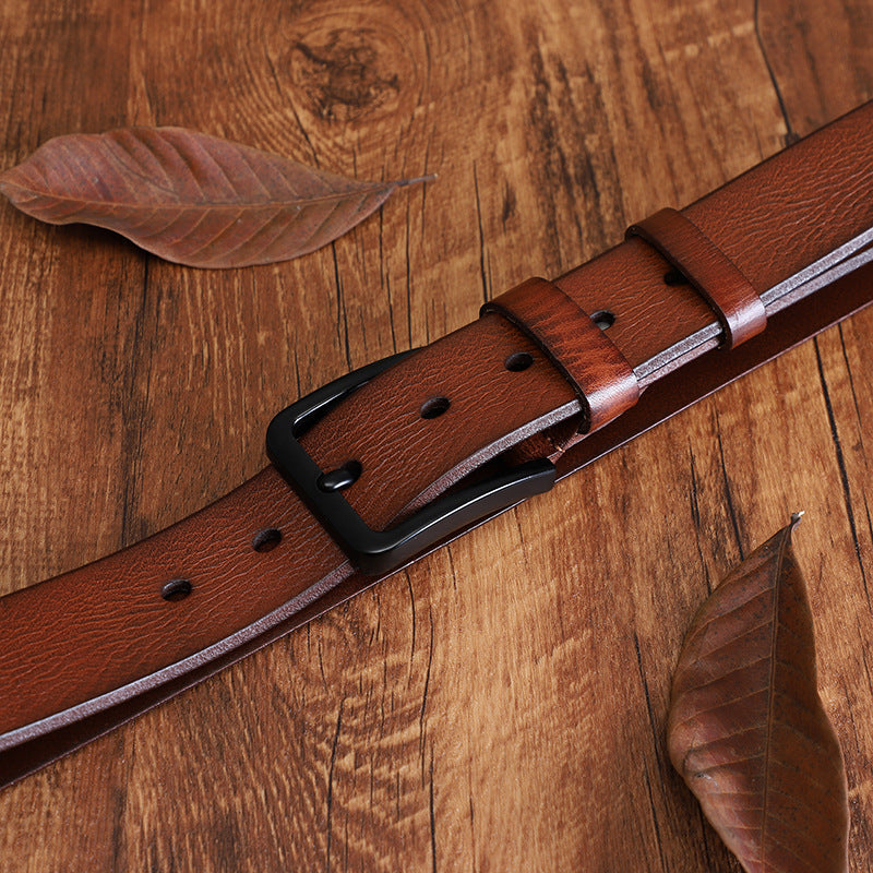 Ceinture en alliage d'épingle pour hommes avec style casual en cuir de vache