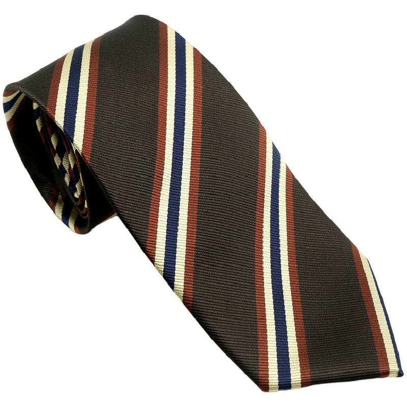 Retro Coffee Color Orange Red Striped Tie Hand Hit 8CM Hommes