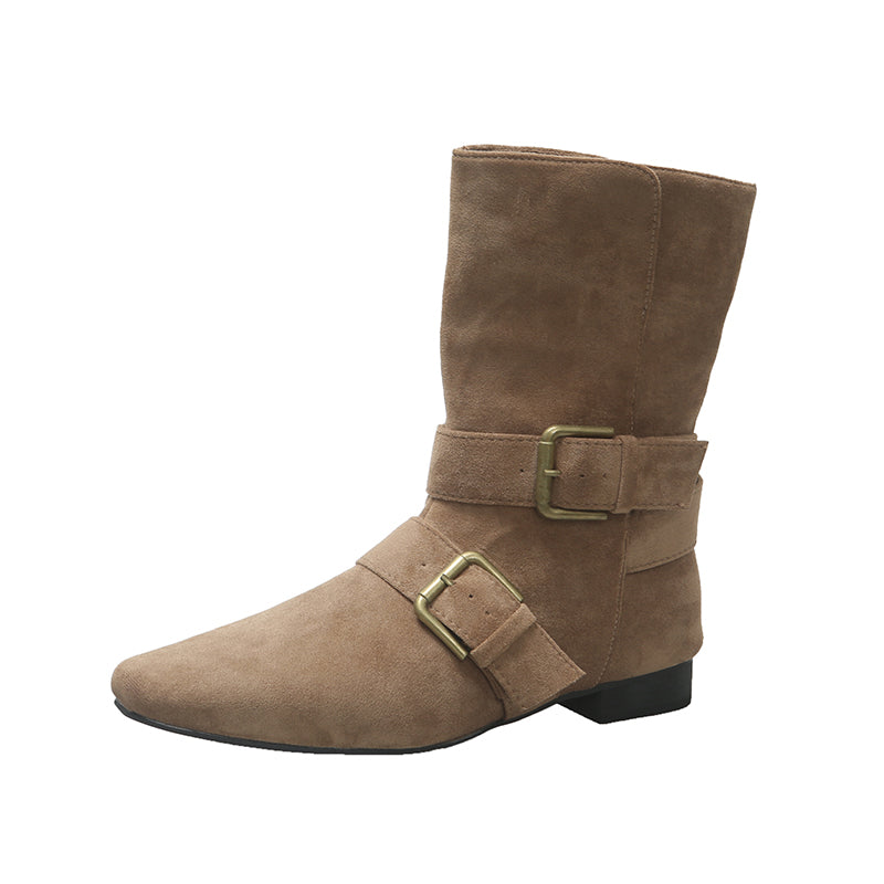 Automne Hiver Femmes Française Vintage Western Ankle Bottes Stylish British Style Wide Opening
