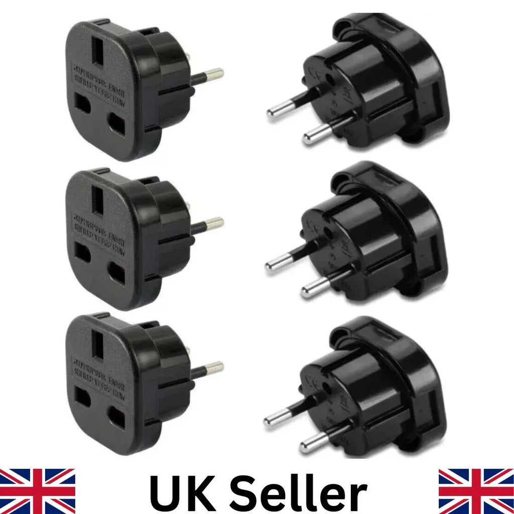6X Black UK Vers l'UE Adaptateur de voyage Europe Adaptateur de prise européenne UK 3 broches à 2 broches