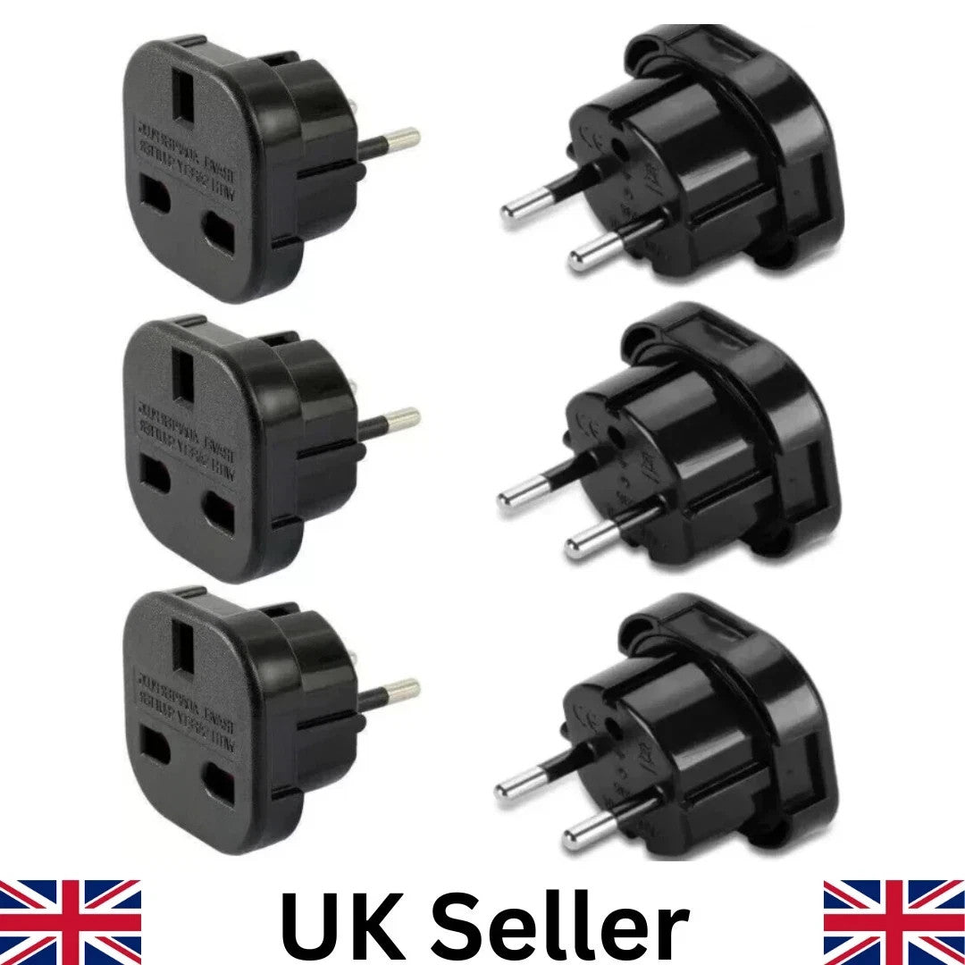 6X Black UK Vers l'UE Adaptateur de voyage Europe Adaptateur de prise européenne UK 3 broches à 2 broches