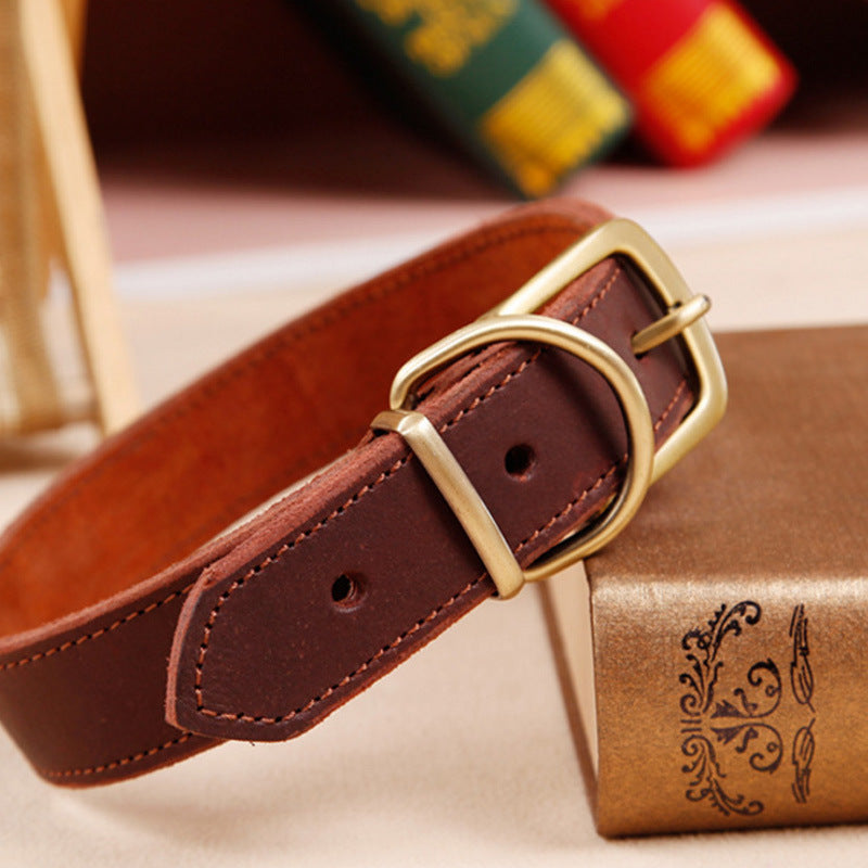 Petit et moyen collier de chien en cuir de vache