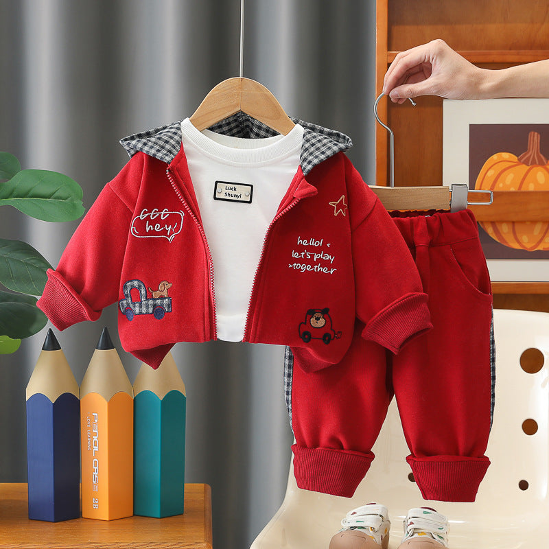 Veste à capuche élégante à trois pièces pour garçon