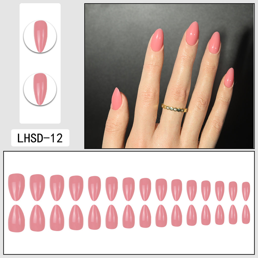 Femmes Glossy Portable Nails artificiels de couleur solide