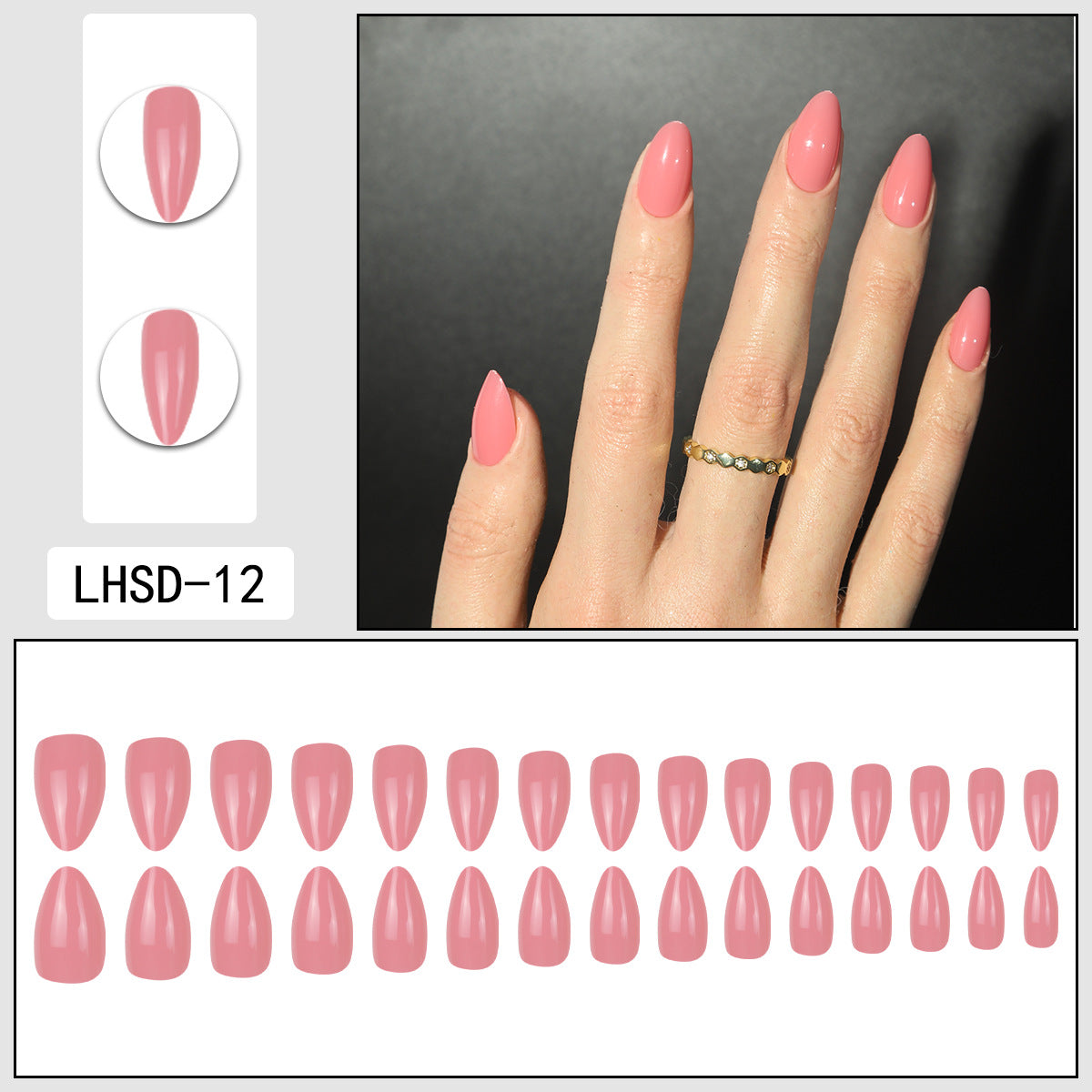 Femmes Glossy Portable Nails artificiels de couleur solide