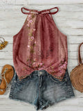 Femmes Casual Resort style Halter-neck Sleeveless Tank Top