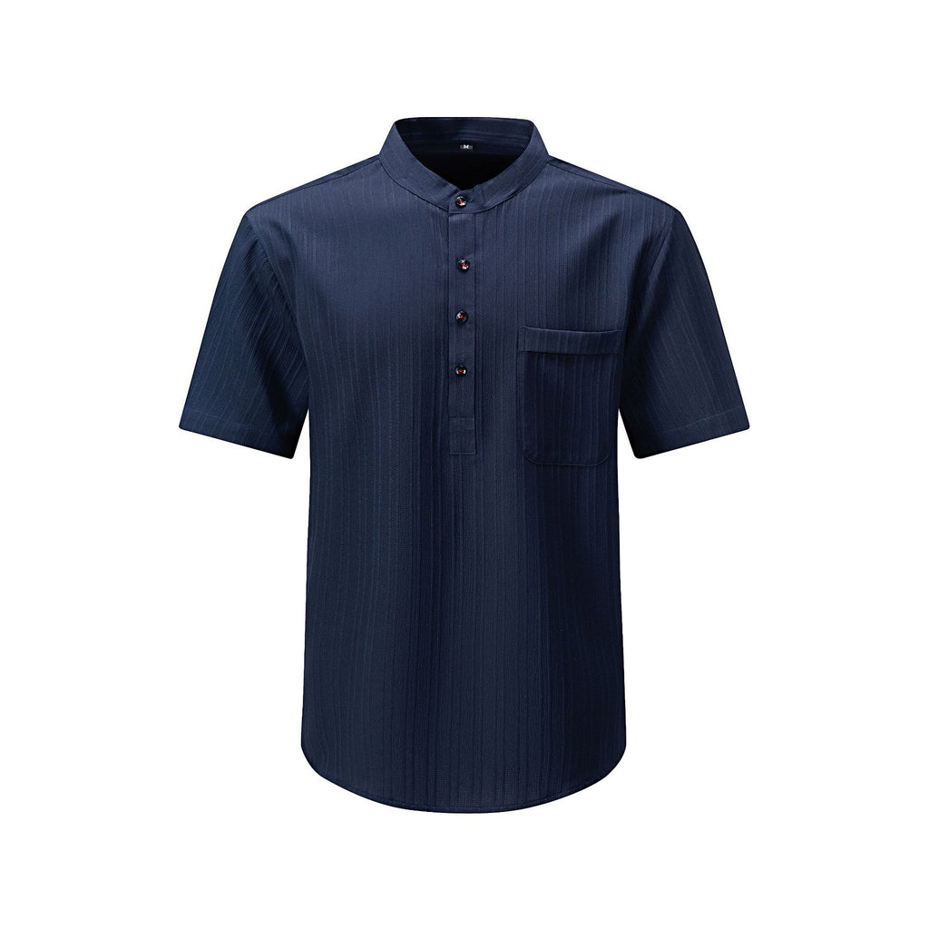 Jiana Été Chemise Homme à manches courtes avec Henry Collar