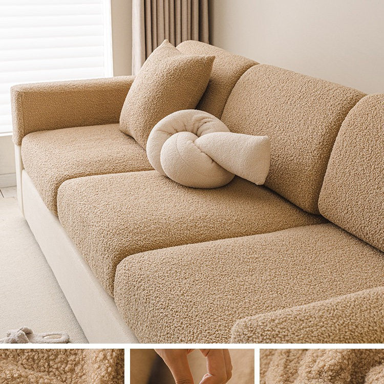 Couvre-sofa stretch de couleur solide crémeuse