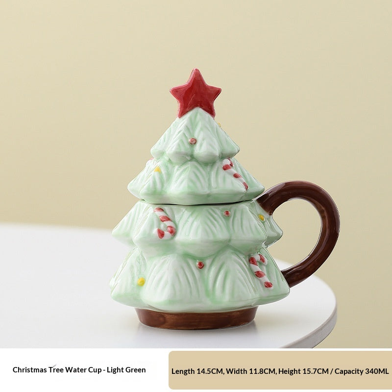 Mug en forme d'arbre de Noël en céramique - Coupe de café festive pour décoration maison et cadeau