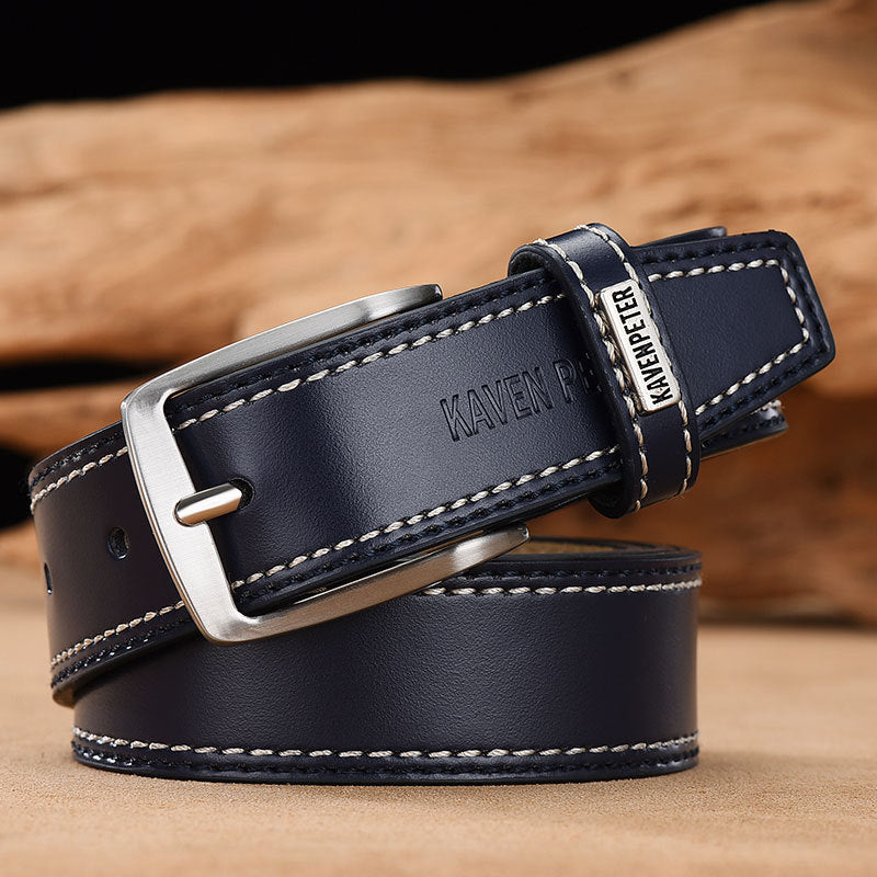 Ceinture de vache en cuir simple et polyvalente pour hommes