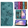 Leather butterfly cat embossed phone case