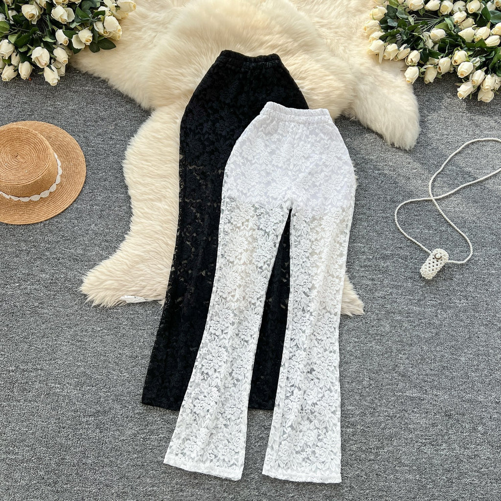 Pure et séduisante Pantalon de dentelle mince et polyvalente Casual et serré
