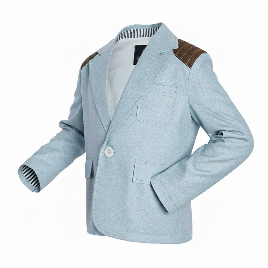 Garçons Vintage Casual Smart Jacket bleu clair coton Blazer tous les jours porter 3-7Y