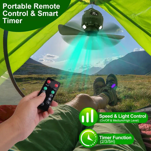 Ventilateur de plafond de camping portable LED 10400mAh Batterie USB Powered Tent Lantern Fan Pow
