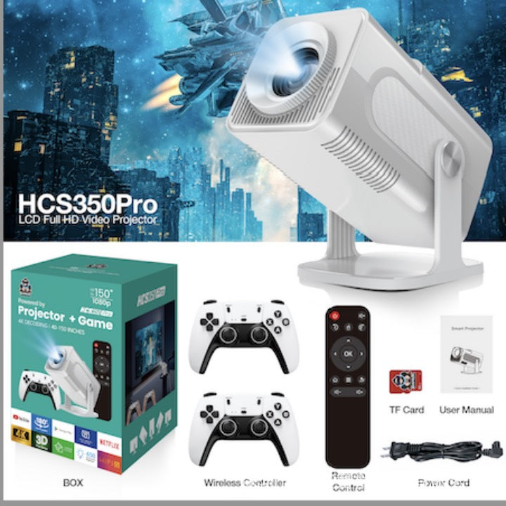 HCS350PRO Game Projection Machine 1080p 2-in-1 HD Video 4K Projector