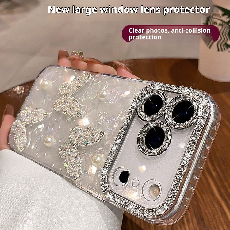 Perle à papillon tridimensionnel Strass Lens Protecteur tout compris