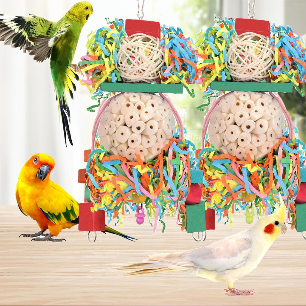 Jouets pour perroquet Balle de paille Accessoires de cage d'oiseau en bois