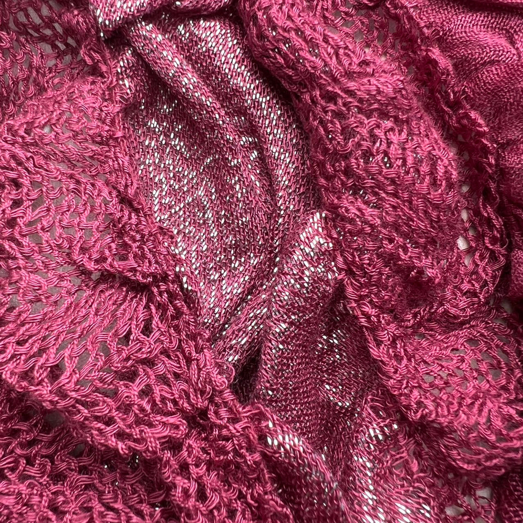 2pcs Glamour extra longue pièce de soirée Magenta écharpe de ride métallique
