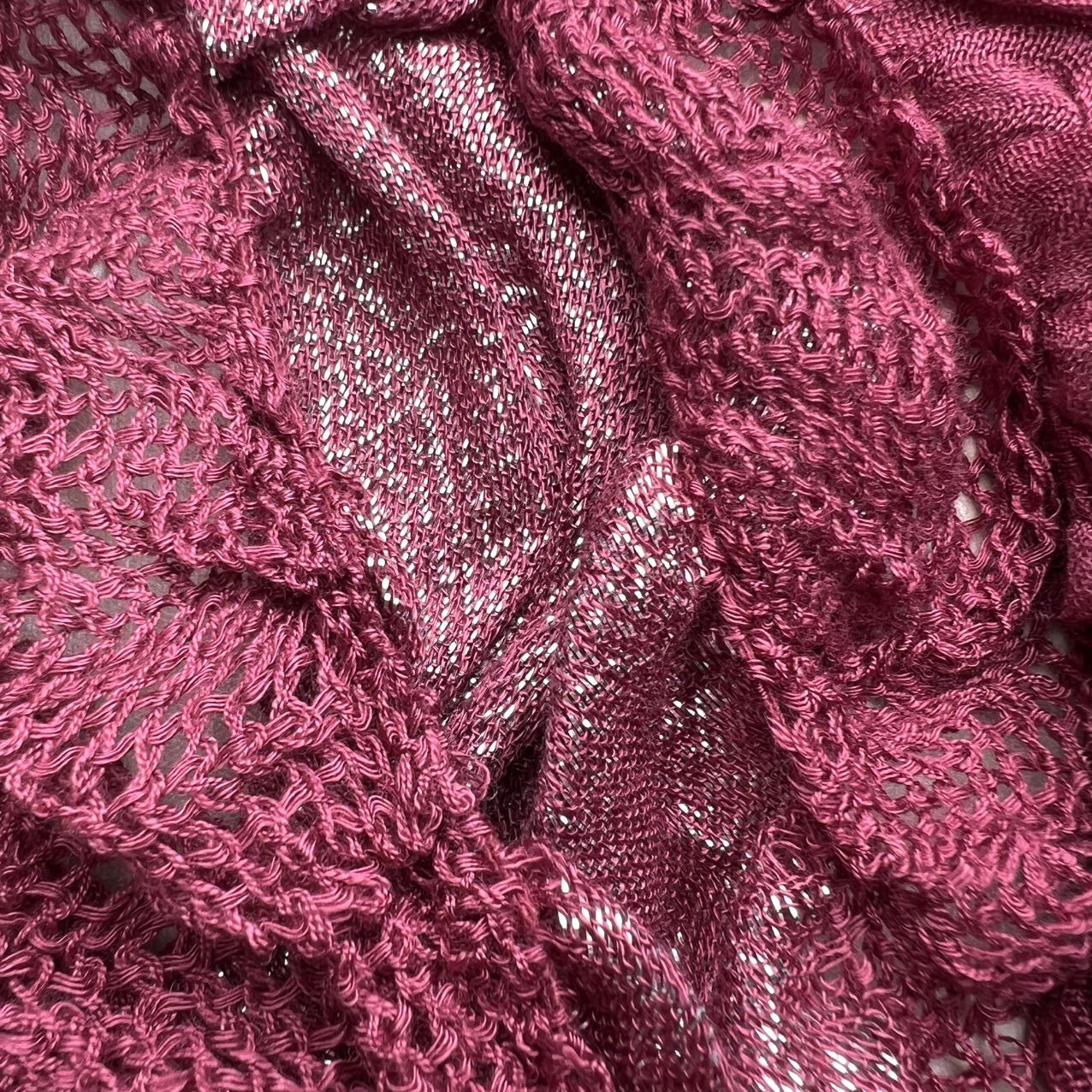 2pcs Glamour extra longue pièce de soirée Magenta écharpe de ride métallique