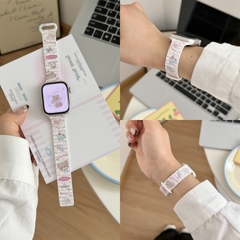 Bracelet de montre magnétique en silicone illustré